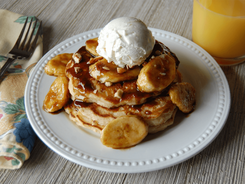 Bananas foster pancakes