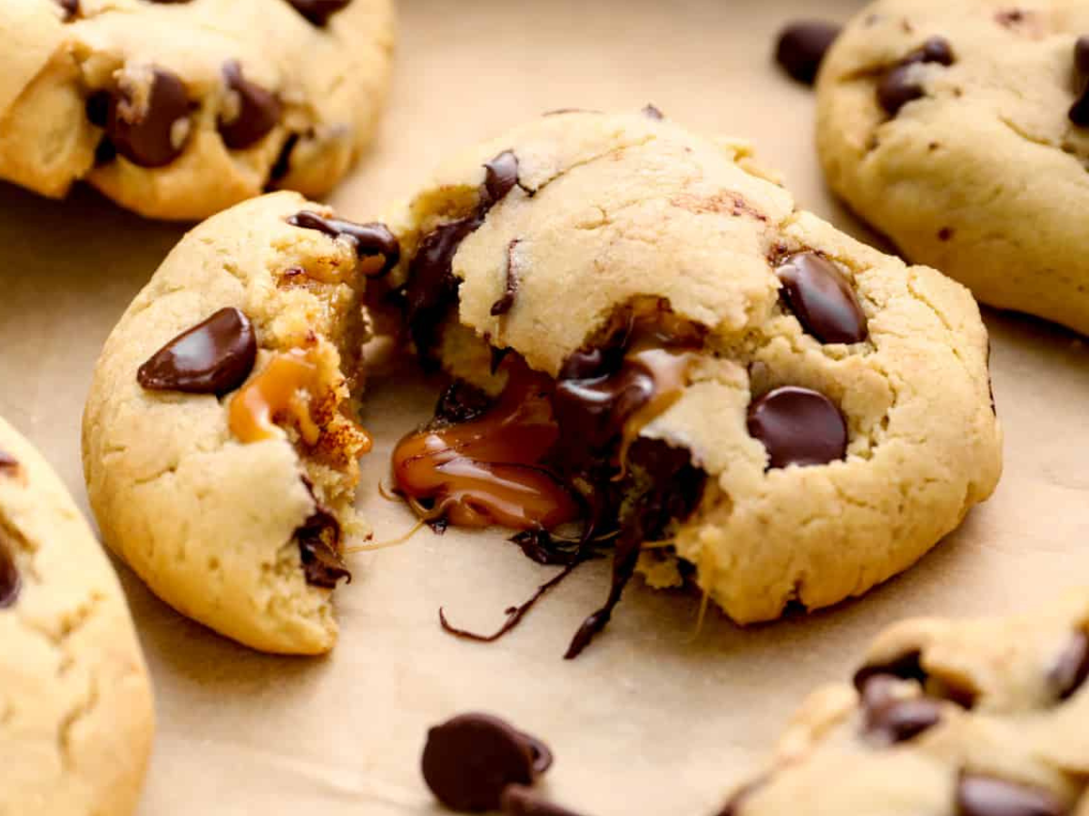 Caramel chocolate chip cookies