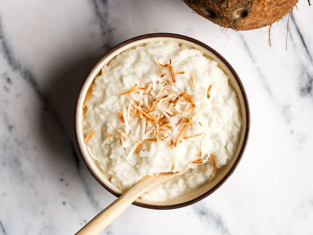 Coconut milk rice pudding